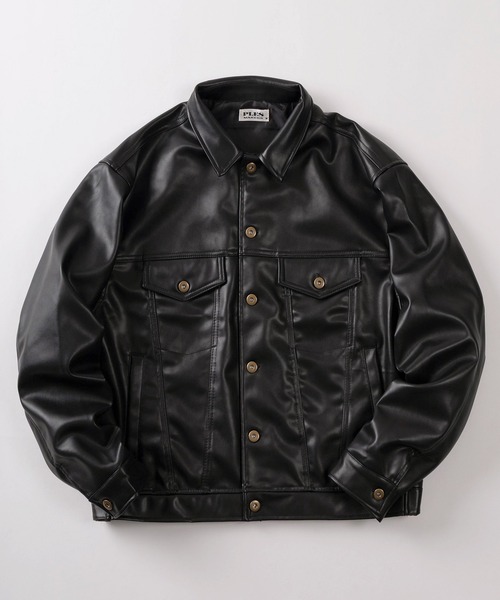 セール】【72】PUレザー/フェイクスウェード トラッカージャケット