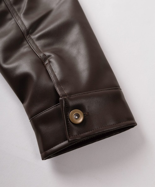 セール】【72】PUレザー/フェイクスウェード トラッカージャケット