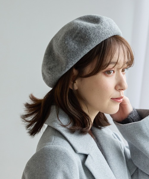 Honeys（ハニーズ）の「ウール混ベレー帽（ハンチング/ベレー帽・レディース・グリーン/ブラウン/杢グレー/ブラック・FREE）」の2枚目の写真