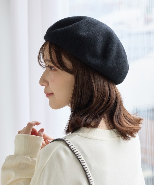 Honeys（ハニーズ）の「ウール混ベレー帽（ハンチング/ベレー帽・レディース・グリーン/ブラウン/杢グレー/ブラック・FREE）」の7枚目の写真
