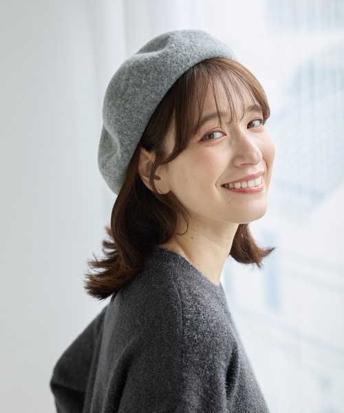 Honeys（ハニーズ）の「ウール混ベレー帽（ハンチング/ベレー帽・レディース・グリーン/ブラウン/杢グレー/ブラック・FREE）」の13枚目の写真