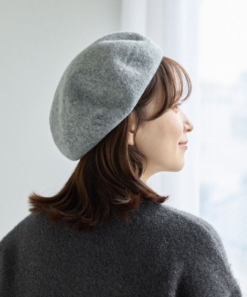 Honeys（ハニーズ）の「ウール混ベレー帽（ハンチング/ベレー帽・レディース・グリーン/ブラウン/杢グレー/ブラック・FREE）」の14枚目の写真