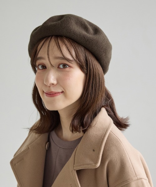Honeys（ハニーズ）の「ウール混ベレー帽（ハンチング/ベレー帽・レディース・グリーン/ブラウン/杢グレー/ブラック・FREE）」の15枚目の写真