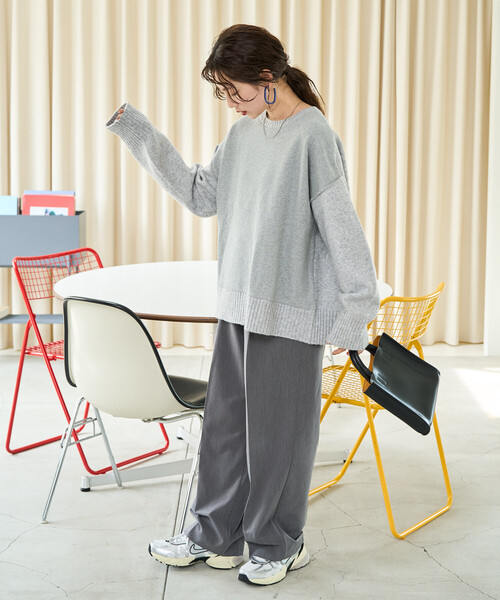 セール】限定展開 裏起毛×ニット ドッキング プルオーバー（ニット