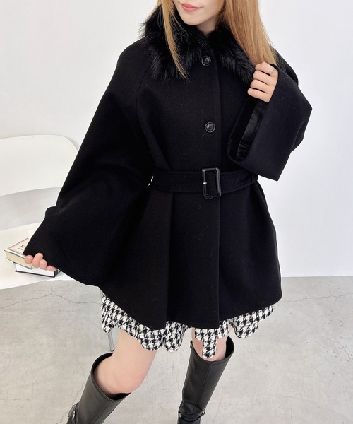 セール】エコファー取り外しケープライクコート（その他アウター