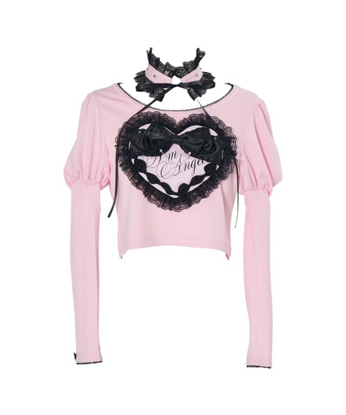 AVENCHUMU（アバンチュウム）の「Love heart's cake angel choker t-shirt（Tシャツ/カットソー・レディース・ピンク/ホワイト/ピンク系その他/ブラック・FREE）」の4枚目の写真