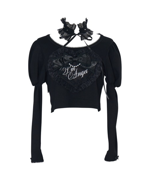 AVENCHUMU（アバンチュウム）の「Love heart's cake angel choker t-shirt（Tシャツ/カットソー・レディース・ピンク/ホワイト/ピンク系その他/ブラック・FREE）」の2枚目の写真