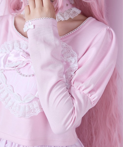 AVENCHUMU（アバンチュウム）の「Love heart's cake angel choker t-shirt（Tシャツ/カットソー・レディース・ピンク/ホワイト/ピンク系その他/ブラック・FREE）」の17枚目の写真
