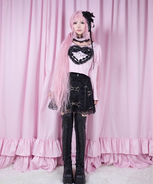 AVENCHUMU（アバンチュウム）の「Love heart's cake angel choker t-shirt（Tシャツ/カットソー・レディース・ピンク/ホワイト/ピンク系その他/ブラック・FREE）」の21枚目の写真