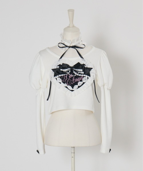 AVENCHUMU（アバンチュウム）の「Love heart's cake angel choker t-shirt（Tシャツ/カットソー・レディース・ピンク/ホワイト/ピンク系その他/ブラック・FREE）」の6枚目の写真