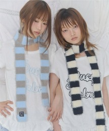 FANCY CLUB(t@V[Nu)́yFANCY X DUSTYzHUG STRIPE FUR MUFFLER / yt@V[ X _XeBznOXgCvt@[}t[(}t[)