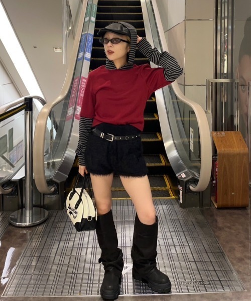 JEANASIS（ジーナシス）の「【25quee】ボーダーレイヤードフーディ/594907（パーカー・レディース・レッド系その他/グレー系その他/ネイビー系・FREE）」の10枚目の写真