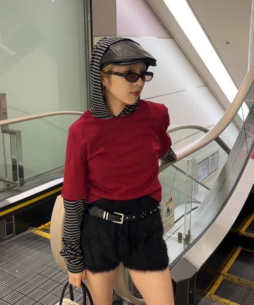 JEANASIS（ジーナシス）の「【25quee】ボーダーレイヤードフーディ/594907（パーカー・レディース・レッド系その他/グレー系その他/ネイビー系・FREE）」の11枚目の写真