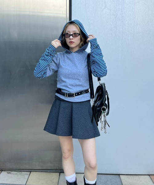 JEANASIS（ジーナシス）の「【25quee】ボーダーレイヤードフーディ/594907（パーカー・レディース・レッド系その他/グレー系その他/ネイビー系・FREE）」の16枚目の写真