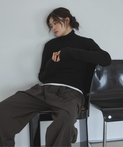 feepur（フェピュール）の「【ハンドウォッシャブル】ベーシックハイネックニット（ニット/セーター・レディース・アイボリー/ブラック/杢グレー/ブラウン・MEDIUM）」の21枚目の写真