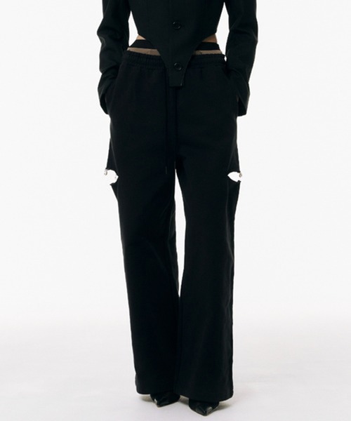 JOSE MOON(ジョゼムーン)の「【JOSEMOON/ジョゼムーン】SLIT SWEAT PANTS with PEARL/スリットスウェットパンツウィズパール(スウェットパンツ・レディース・グレー/ブラック/ホワイト・38/36)」の3枚目の写真