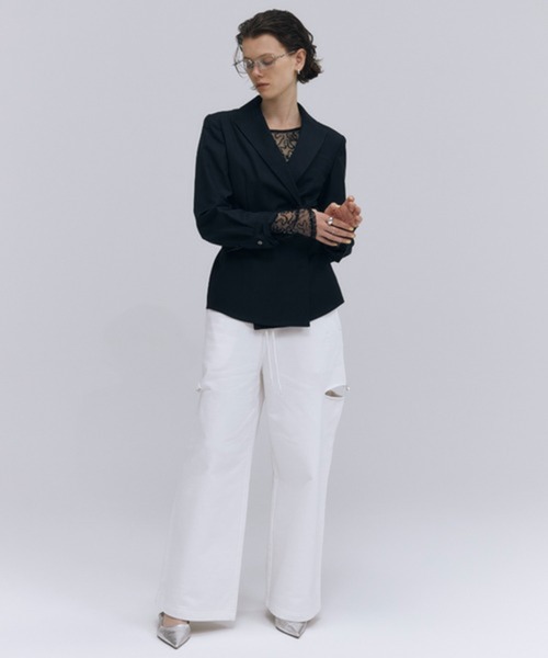 JOSEMOON/ジョゼムーン】SLIT SWEAT PANTS with PEARL/スリット