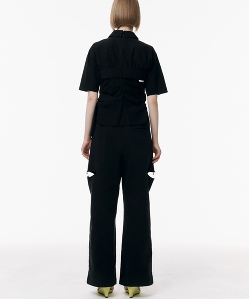 SLASH OVERSHORT PANTS　ジョゼムーン JOSEMOON/ジョゼムーン】SLIT SWEAT PANTS with PEARL/スリット