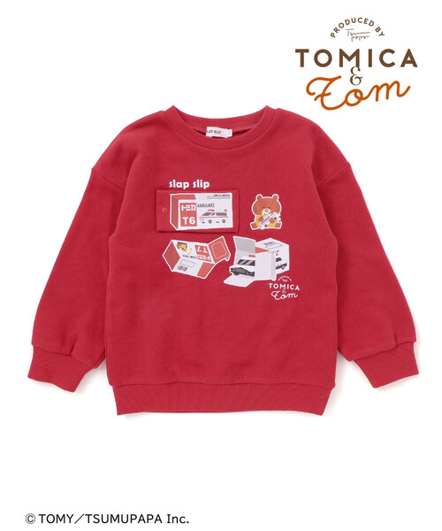 SLAP SLIP（スラップスリップ）の「【トミカとトム×SLAPSLIPコラボアイテム】はたらくくるまピラっとめくれるトレーナー(80~120cm)（スウェット・キッズ・レッド/グレー・100cm/80ｃｍ/90cm/110cm/120cm）」の7枚目の写真