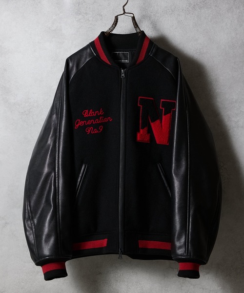 NUMBER (N)INE(io[iC)RAGLAN SLEEVE ZIPPER STADIUM JACKET / O X[u WbvAbv X^WA WPbg(X^W)