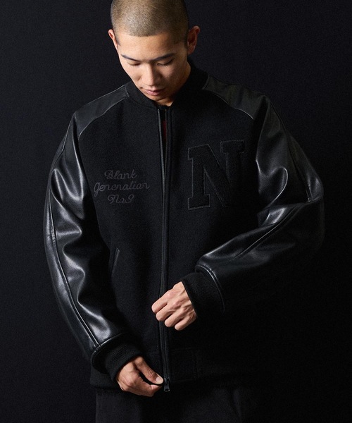 ジャケット・アウター raglan volume sleeve over coat RAGLAN SLEEVE ZIPPER STADIUM JACKET / ラグラン スリーブ ジップ