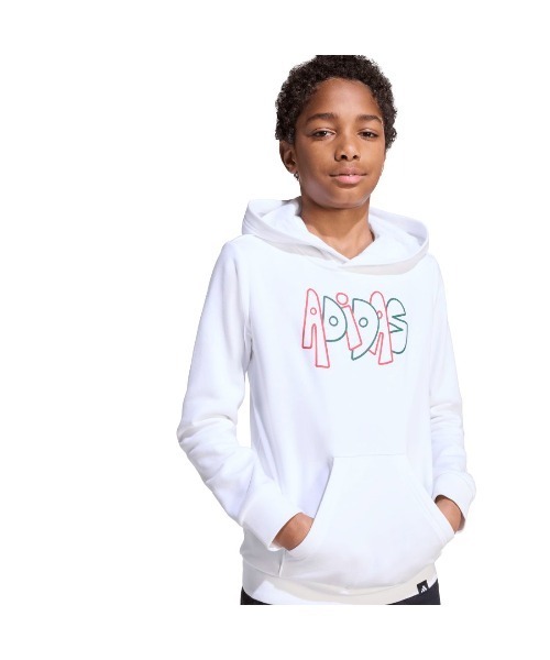 adidas(アディダス)の「アディダス adidas グラフィティ グラフィック パーカー(パーカー・キッズ・ブラック/ピンク/ホワイト・130cm/140cm/150cm/160cm)」の2枚目の写真