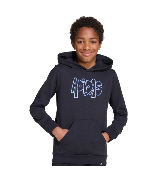 adidas(アディダス)の「アディダス adidas グラフィティ グラフィック パーカー(パーカー・キッズ・ブラック/ピンク/ホワイト・130cm/140cm/150cm/160cm)」の3枚目の写真