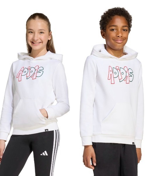 adidas(アディダス)の「アディダス adidas グラフィティ グラフィック パーカー(パーカー・キッズ・ブラック/ピンク/ホワイト・130cm/140cm/150cm/160cm)」の11枚目の写真