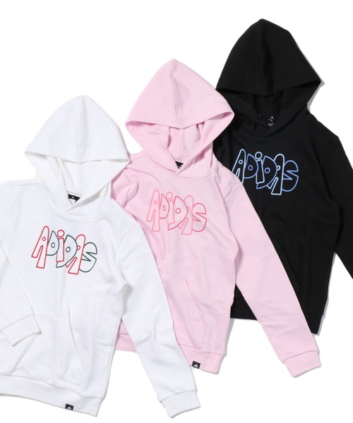 adidas(アディダス)の「アディダス adidas グラフィティ グラフィック パーカー(パーカー・キッズ・ブラック/ピンク/ホワイト・130cm/140cm/150cm/160cm)」の4枚目の写真
