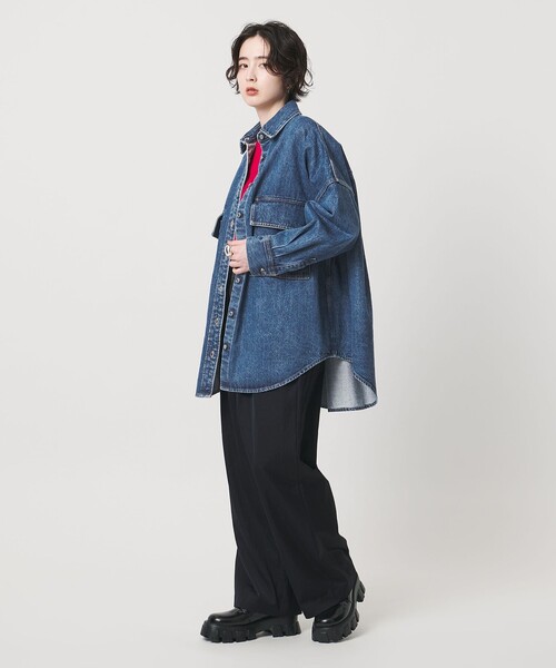 SACRA(サクラ)の「<SACRA>デニム ロング シャツ ジャケット(デニムジャケット・レディース・ネイビー・38)」の6枚目の写真