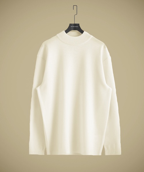 UNITED TOKYO（ユナイテッドトウキョウ）の「【残りわずか】18Gウールミラノリブモックネックニット　｜毛玉防止｜ウール100％｜ウォッシャブル｜ロングシーズン｜コート｜インナー｜ハイネック｜ウールニット（ニット/セーター・メンズ・モカ/オフホワイト/ブラック/ライトグレー/ダークブラウン・1/2/3）」の2枚目の写真