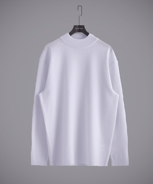 UNITED TOKYO（ユナイテッドトウキョウ）の「【残りわずか】18Gウールミラノリブモックネックニット　｜毛玉防止｜ウール100％｜ウォッシャブル｜ロングシーズン｜コート｜インナー｜ハイネック｜ウールニット（ニット/セーター・メンズ・モカ/オフホワイト/ブラック/ライトグレー/ダークブラウン・1/2/3）」の4枚目の写真