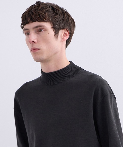 18Gウールミラノリブモックネックニット ｜毛玉防止｜ウール100