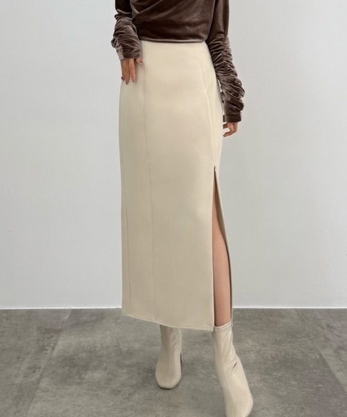 新品　BEIGE,スカート ハイウエストジップIラインスカート(通年生地)[高身長サイズMT/低身長