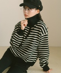 VANNIE U（ヴァニーユー）の「ハーフジップボーダーニット（ニット/セーター）」