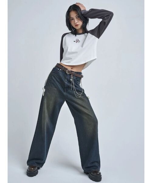 EMODA（エモダ）の「【野性爆弾 くっきー！× EMODA】RAGLAN LT（Tシャツ/カットソー・レディース・グレー/ブルー・SMALL/MEDIUM）」の6枚目の写真