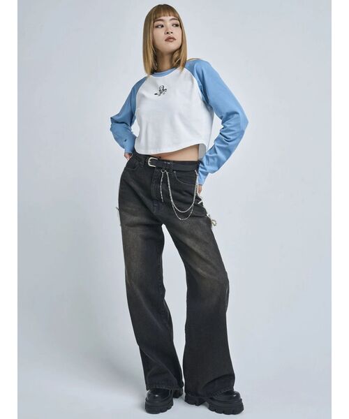 EMODA（エモダ）の「【野性爆弾 くっきー！× EMODA】RAGLAN LT（Tシャツ/カットソー・レディース・グレー/ブルー・SMALL/MEDIUM）」の9枚目の写真