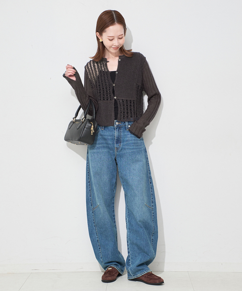 SLOBE IENA（スローブイエナ）の「tyn.TGOR/トゴール グリッターモヘヤカーディガン TG5A-J0202（カーディガン/ボレロ・レディース・サックスブルー/チャコールグレー・FREE）」の3枚目の写真