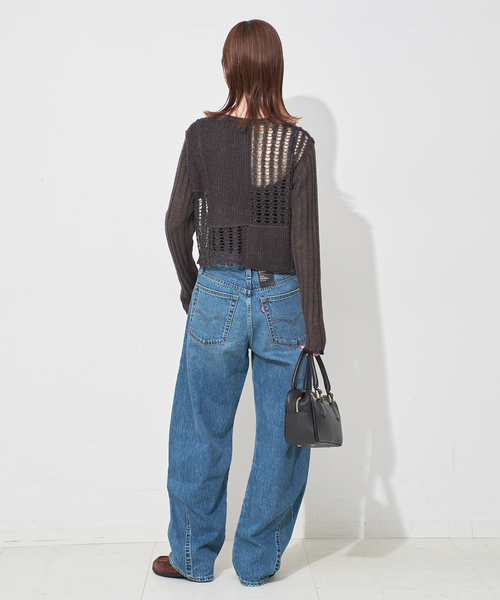 SLOBE IENA（スローブイエナ）の「tyn.TGOR/トゴール グリッターモヘヤカーディガン TG5A-J0202（カーディガン/ボレロ・レディース・サックスブルー/チャコールグレー・FREE）」の6枚目の写真