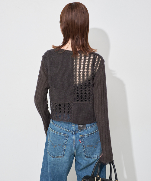 SLOBE IENA（スローブイエナ）の「tyn.TGOR/トゴール グリッターモヘヤカーディガン TG5A-J0202（カーディガン/ボレロ・レディース・サックスブルー/チャコールグレー・FREE）」の10枚目の写真