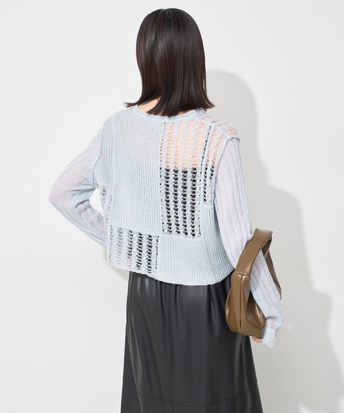 SLOBE IENA（スローブイエナ）の「tyn.TGOR/トゴール グリッターモヘヤカーディガン TG5A-J0202（カーディガン/ボレロ・レディース・サックスブルー/チャコールグレー・FREE）」の18枚目の写真