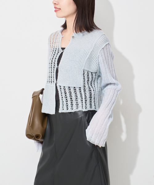 SLOBE IENA（スローブイエナ）の「tyn.TGOR/トゴール グリッターモヘヤカーディガン TG5A-J0202（カーディガン/ボレロ・レディース・サックスブルー/チャコールグレー・FREE）」の19枚目の写真