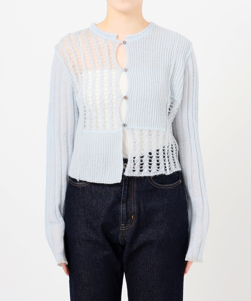 SLOBE IENA（スローブイエナ）の「tyn.TGOR/トゴール グリッターモヘヤカーディガン TG5A-J0202（カーディガン/ボレロ・レディース・サックスブルー/チャコールグレー・FREE）」の20枚目の写真