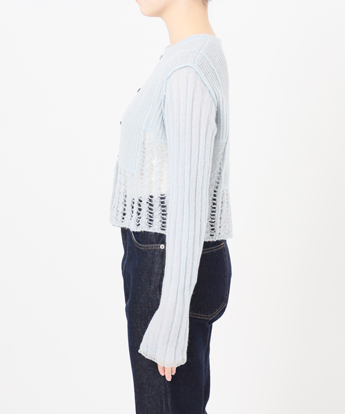 SLOBE IENA（スローブイエナ）の「tyn.TGOR/トゴール グリッターモヘヤカーディガン TG5A-J0202（カーディガン/ボレロ・レディース・サックスブルー/チャコールグレー・FREE）」の21枚目の写真