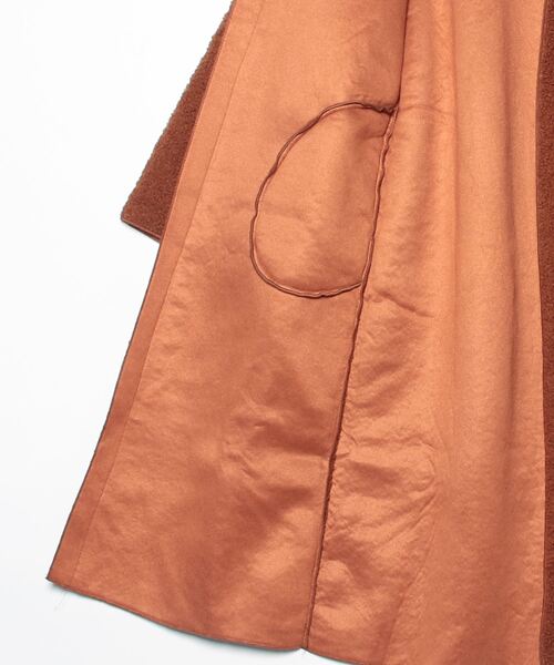 FREE STYLISTS(フリー スタイリスト)の「YUGA_YGMC Boa material collarless mid-length coat(モッズコート・レディース・ブラウン/ベージュ・FREE)」の4枚目の写真