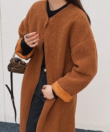 FREE STYLISTS(フリー スタイリスト)のYUGA_YGMC  Boa material collarless mid-length coat(モッズコート)