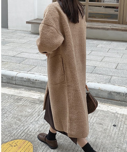 FREE STYLISTS(フリー スタイリスト)の「YUGA_YGMC Boa material collarless mid-length coat(モッズコート・レディース・ブラウン/ベージュ・FREE)」の22枚目の写真