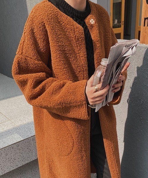 FREE STYLISTS(フリー スタイリスト)の「YUGA_YGMC Boa material collarless mid-length coat(モッズコート・レディース・ブラウン/ベージュ・FREE)」の14枚目の写真