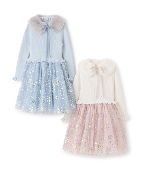 kate spade new york kids（ケイトスペードニューヨーク）の「ティペットつきフラワードットチュールワンピース（ワンピース・キッズ・サックスブルー/ピンク・160cm/130cm/120cm/110cm/100cm/150cm/140cm）」の3枚目の写真