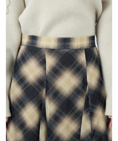 HARUYAMA(ハルヤマ)の「【WEB限定】チェックシフォンパネルスカート FURRY(スカート・レディース・ブラック/ベージュ・F)」の8枚目の写真